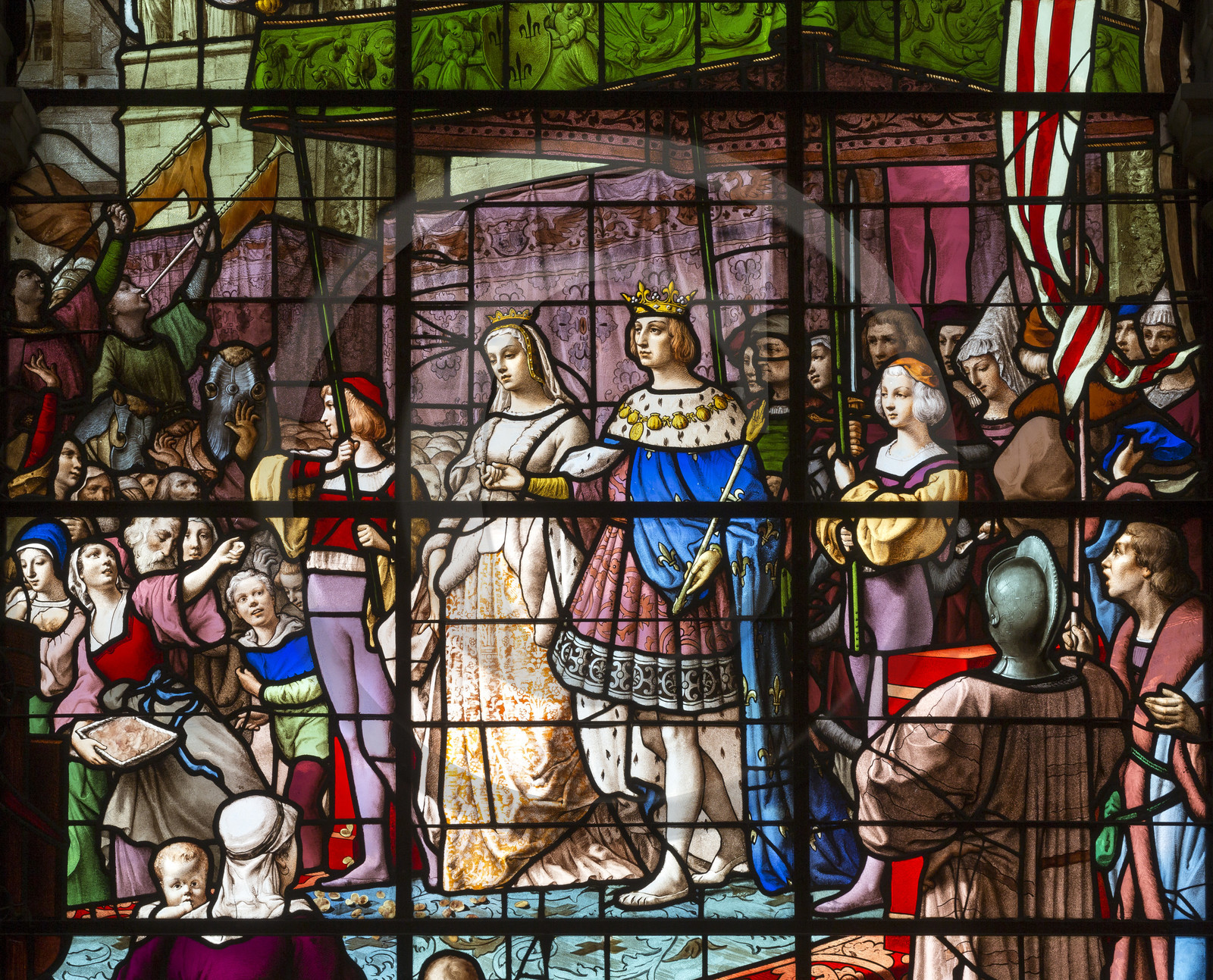 vitrail de Charles Champigneulle représentant le mariage d’Anne de Bretagne