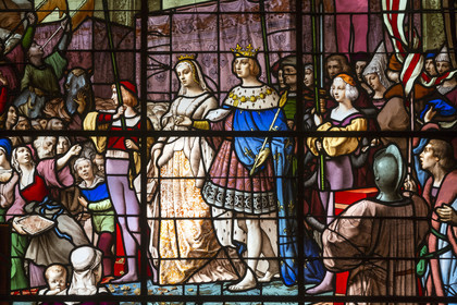stained glass by Charles Champigneulle representing Anne de Bretagne's wedding