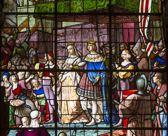 stained glass by Charles Champigneulle representing Anne de Bretagne's wedding